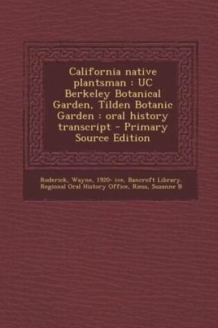 Cover of California Native Plantsman