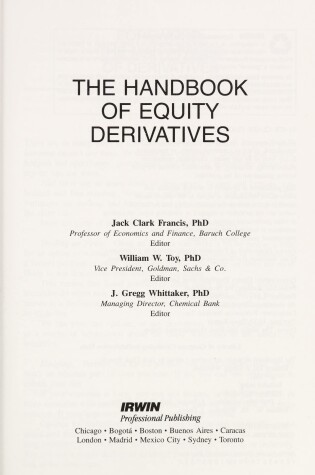 Cover of Handbook of Equity Derivatives