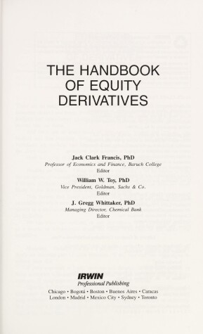 Book cover for Handbook of Equity Derivatives