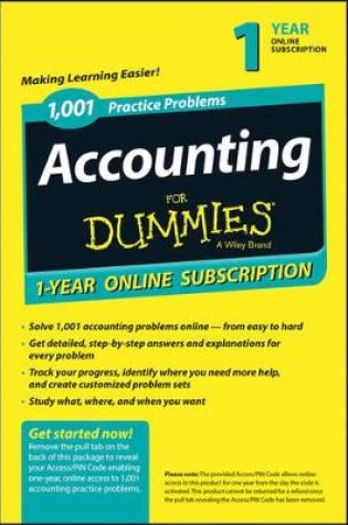 Cover of 1,001 Accounting Practice Problems for Dummies Access Code Card (1-Year Subscription)