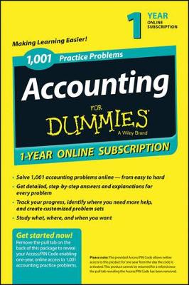 Book cover for 1,001 Accounting Practice Problems for Dummies Access Code Card (1-Year Subscription)