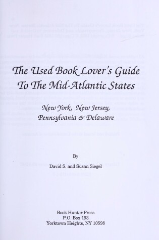 Cover of The Used Book Lover's Guide to the Mid-Atlantic States
