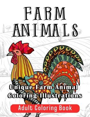 Book cover for Farm Animals Adult Coloring Book