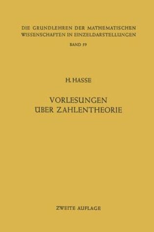 Cover of Vorlesungen Uber Zahlentheorie