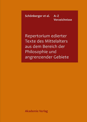 Cover of Repertorium Edierter Texte Des Mittelalters Aus Dem Bereich Der Philosophie Und Angrenzender Gebiete