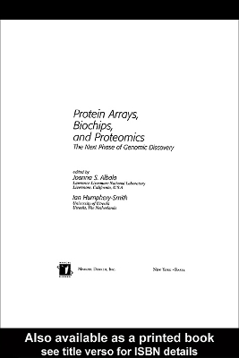 Cover of Protein Arrays, Biochips and Proteomics