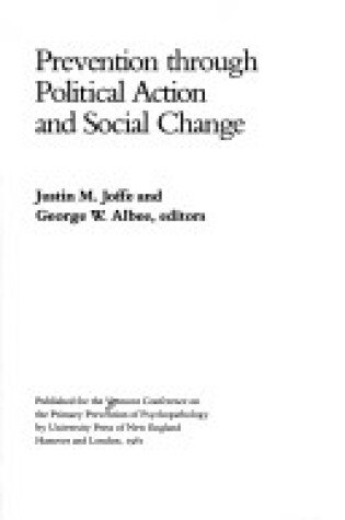 Cover of Prevention Through Political Action and Social Change