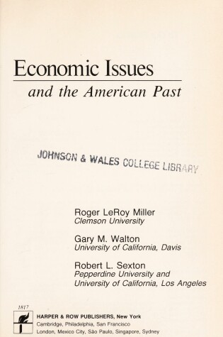 Cover of Economic Issues and the American Past
