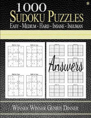 Book cover for 1000 Sudoku Puzzles Easy - Hard - Medium - Insane - Inhuman