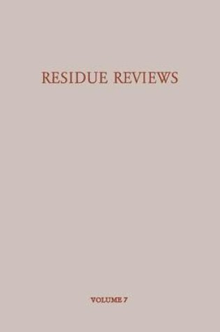 Cover of Residue Reviews/Ruckstands-Berichte