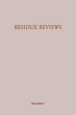 Cover of Residue Reviews/Ruckstands-Berichte