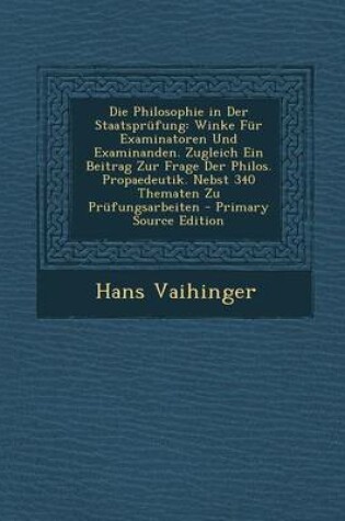 Cover of Die Philosophie in Der Staatsprufung