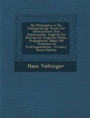 Book cover for Die Philosophie in Der Staatsprufung