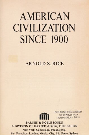 Cover of American Civilization Since 1900