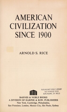 Book cover for American Civilization Since 1900