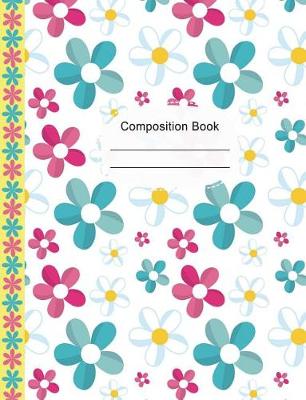 Book cover for Colorful Pink Blue Daisies Composition Notebook Dot Grid Paper