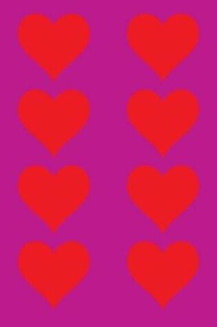 Cover of 100 Page Unlined Notebook - Red Hearts on Mauve