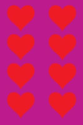 Book cover for 100 Page Unlined Notebook - Red Hearts on Mauve