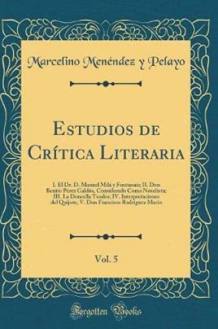 Cover of Estudios de Critica Literaria, Vol. 5