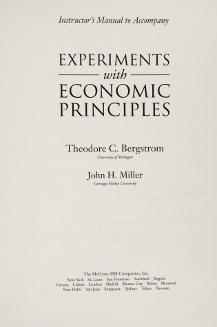 Cover of Ri Im Experiments with Economic Principl