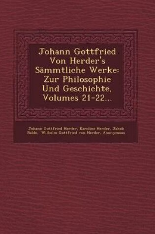 Cover of Johann Gottfried Von Herder's Sammtliche Werke