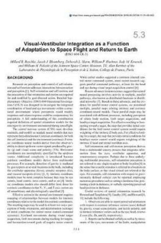 Cover of Visual-Vestibular Integration as a Function of Adaptation to Space Flight and Return to Earth