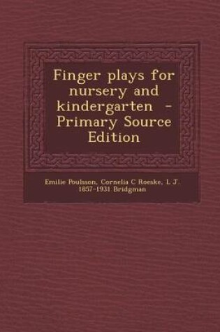 Cover of Finger Plays for Nursery and Kindergarten - Primary Source Edition