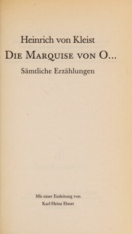 Book cover for Die Marquise Von O