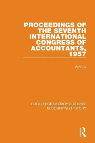 Cover of Proceedings of the Seventh International Congress of Accountants, 1957