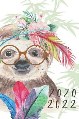 Cover of 2020-2022 3 Year Planner Sloth Watercolor Monthly Calendar Goals Agenda Schedule Organizer