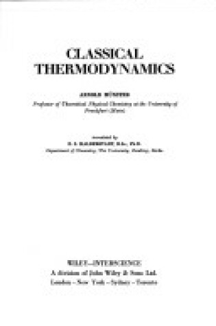 Cover of Classical Thermodynamics