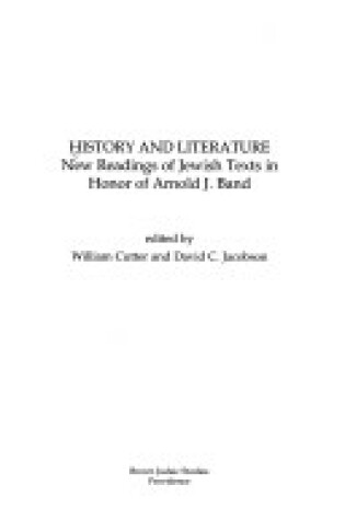 Cover of History and Literature