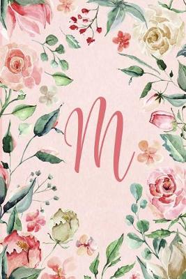 Book cover for Notebook 6"x9" - Initial M - Pink Green Floral Design