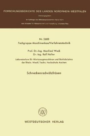 Cover of Schneckenradwalzfrasen