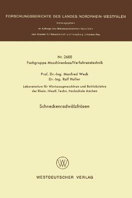 Book cover for Schneckenradwalzfrasen