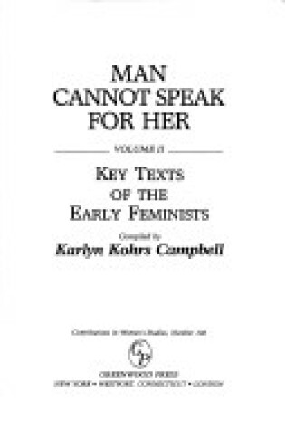 Cover of Man Cannot Speak for Her 2V [2 volumes]