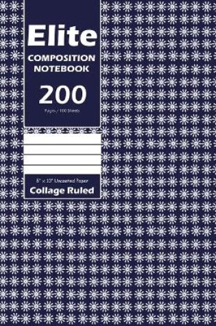 Cover of Elite Composition Notebook, Collage Ruled Lined, Large 8 x 10 Inch, 100 Sheet, Navy Cover