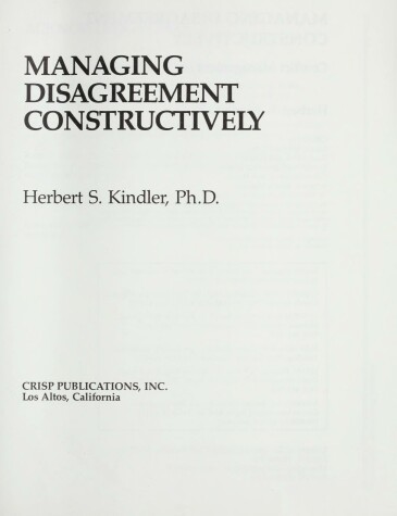 Cover of Managing Disagreement Constructively