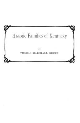 Book cover for Historic Families of Kentucky