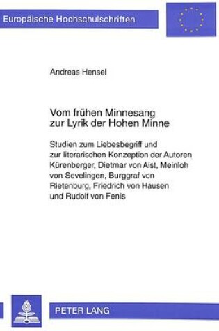 Cover of Vom Fruehen Minnesang Zur Lyrik Der Hohen Minne