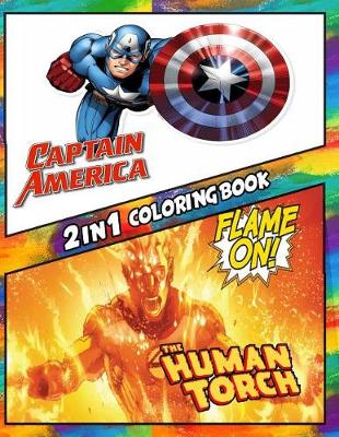 Cover of 2 in 1 Coloring Book Captain America and The Human Torch