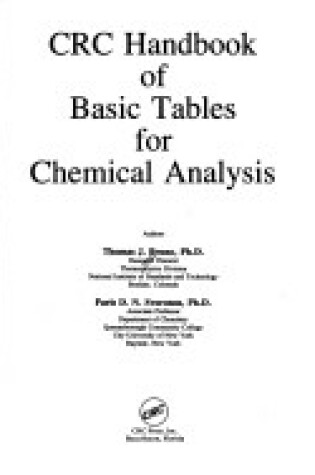 Cover of Handbook of Basic Tables for Chemical Analysis