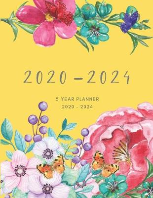 Book cover for 2020-2024 Five Year Planner Monthly Calendar Yellow Goals Agenda Schedule Organizer