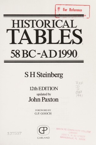 Cover of Historical Tables 58bc-Ad90, Twelfth Edition
