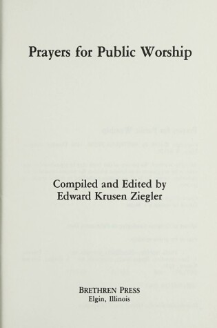 Cover of Prayers for Public Worship