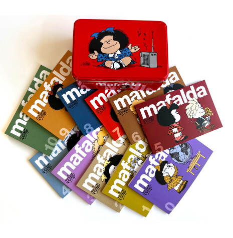 Cover of 11 tomos de MAFALDA en una lata roja (Edición limitada) / 11 Mafalda's titles ina red can