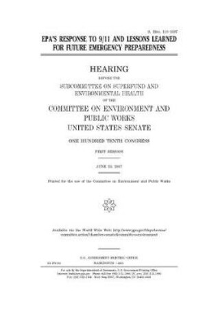 Cover of EPA's response to 9/11 and lessons learned for future emergency preparedness