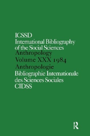 Cover of IBSS: Anthropology: 1984 Vol 30