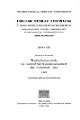 Cover of Musikalienbestande Im Institut Fur Musikwissenschaften Der Universitat Graz