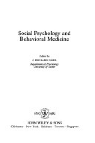 Cover of Social Psychology and Behavioural Medicine